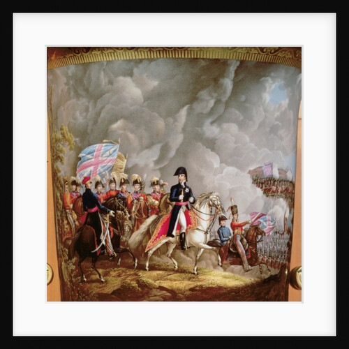 Vase with depiction of Wellington and his officers at the battle of Waterloo in 1815 by School English