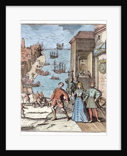 Parting of Columbus with Ferdinand and Isabella by Theodor de (after) Bry