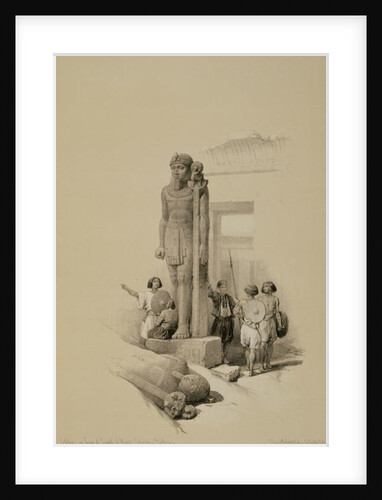 Colossus in front of the Temple of Wady Sabona, Ethiopia by David Roberts