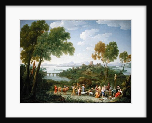 An Extensive Italianate Landscape with a Sacrifice, 1728 by Hendrik van Lint