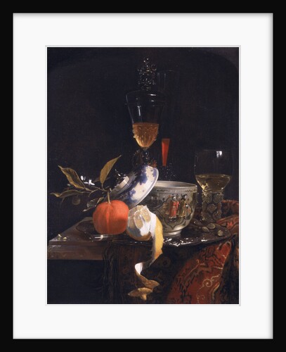 Still Life with Chinese Sugar Jar, Glass Goblet and Fruit by Willem Kalf