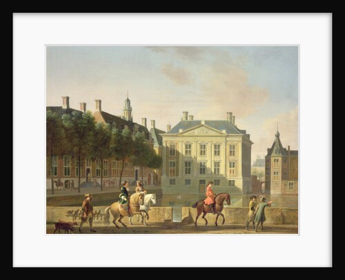 The Mauritshuis from the Langevijverburg, the Hague, with hawking party in the foreground by Gerrit Adriaensz Berckheyde