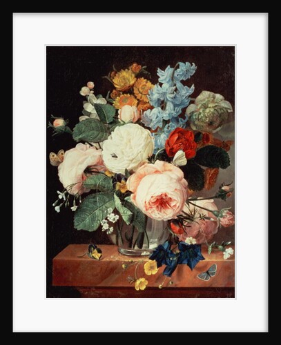 Vase of Flowers on a marble ledge by T.F. Ehaerts