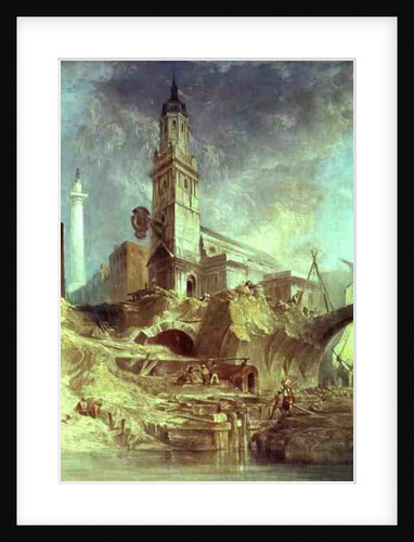Demolishing Old London Bridge, with St. Magnus the Martyr behind by James Holland
