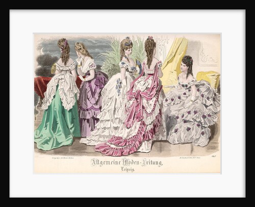 Ballgowns, fashion plate from the 'Allgemeine Moden-Zeitung', Leipzig, 1872 by French School