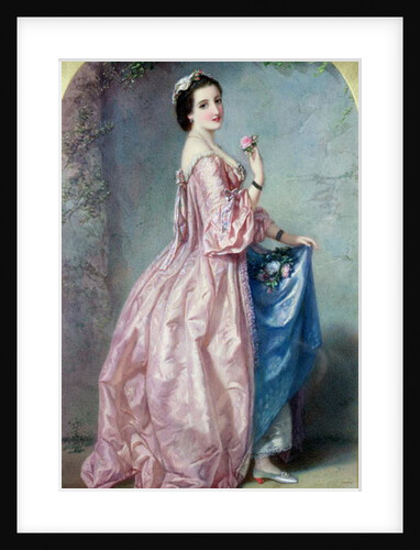 Lady holding Flowers in her Petticoat, 19th century by Augustus Jules Bouvier