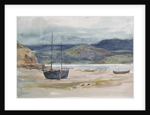 Hilly coast scene with boats, 19th century by John Absolon