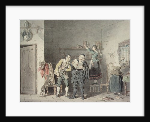 The Priest and the Barber, with Don Quixote's house-keeper and niece, purging the Don's library of Books of Chivalry by John Augustus Atkinson