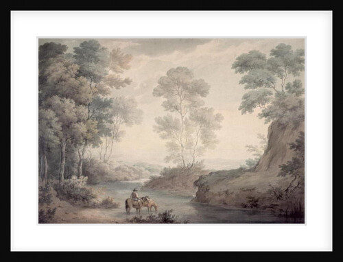 Landscape with River and Horses Watering by George the Elder Barret