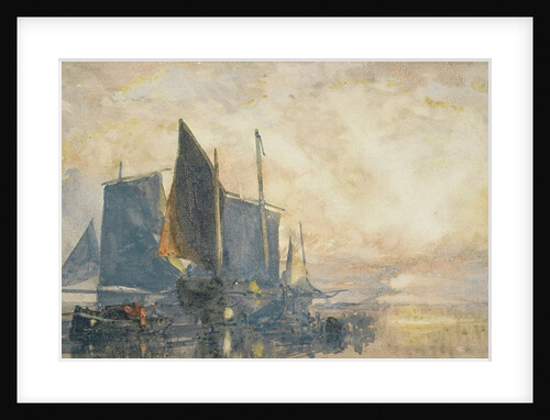 Fishing Boats at Anchor: Sunset, 19th century by William Roxby Beverly