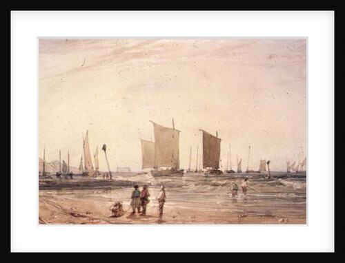 French Coast, with fishing Boats, 19th century by Richard Parkes (attr. to) Bonington