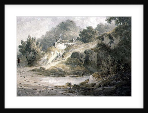 View near Halifax. A pathway with cottage on a slope by James Bourne