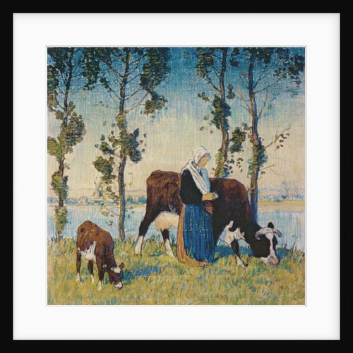 Woman with a Cow and Calf by Thomas Austen Brown