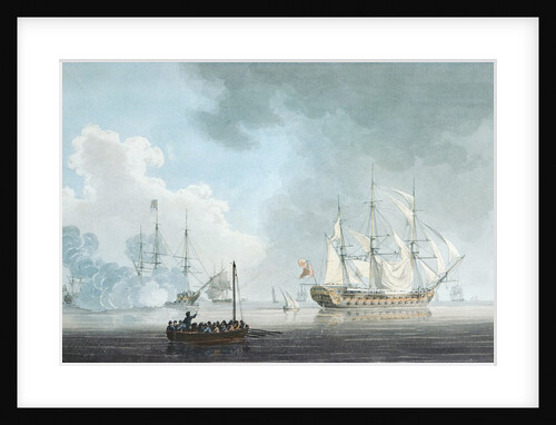 English Ships of War, one firing a Salute by Robert Cleveley