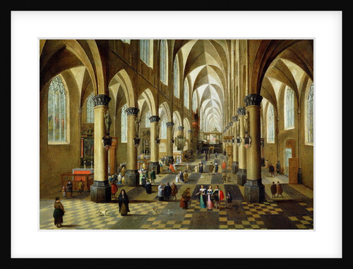Figures gathered in a Church Interior, 17th century by Pieter the Younger Neeffs