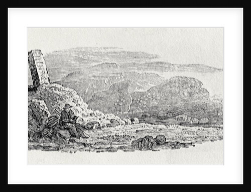 Traveller reading beneath a milestone by Thomas Bewick