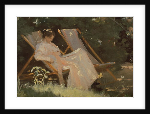The artist's wife sitting in a garden chair at Skagen, 1893 by Peder Severin Kroyer