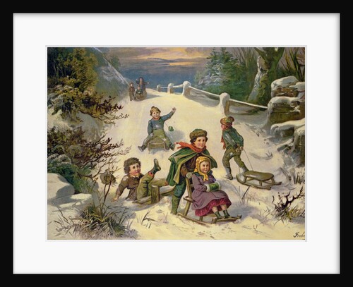 Sledging & Snowballing, 19th century by Greben