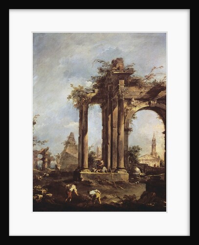 Capriccio with Roman Ruins, a Pyramid and Figures, 1760-70 by Francesco Guardi