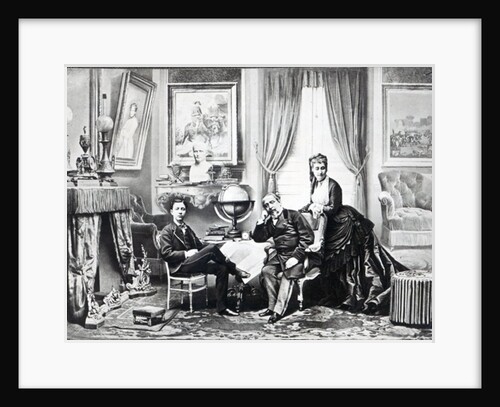 Emperor Napoleon III with Empress Eugenie and the prince Imperial at Camden Place, Chislehurst in 1872 by English Photographer