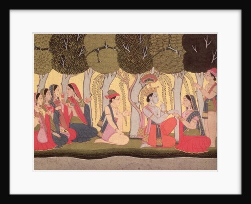 Radha and Krishna seated in a grove, Kulu, 1790-1800 by School Pahari
