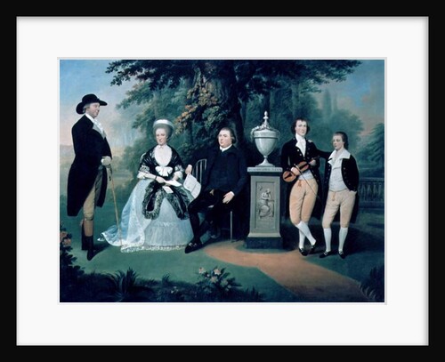 Members of the Wilson family grouped round a memorial of William Pitt the Younger by John Downman