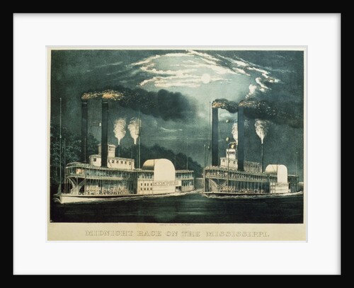 Midnight Race on the Mississippi, 1875 by N. and Ives J.M. Currier