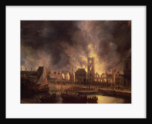 The Great Fire in the Old Town Hall, Amsterdam, 1652, 17th century by Jan Beerstraten