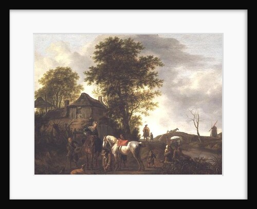 A landscape with a cottage and horsemen by Pieter Wouwermans or Wouwerman