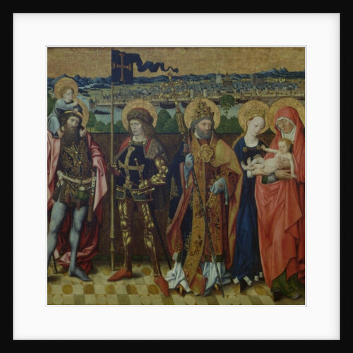 St. Anne, the Virgin and Child, St. Christopher, St. Gereon and St. Peter in a Landscape, showing Cologne and the Seven Hills, c.1460-80 by Master of the Glorification of Mary