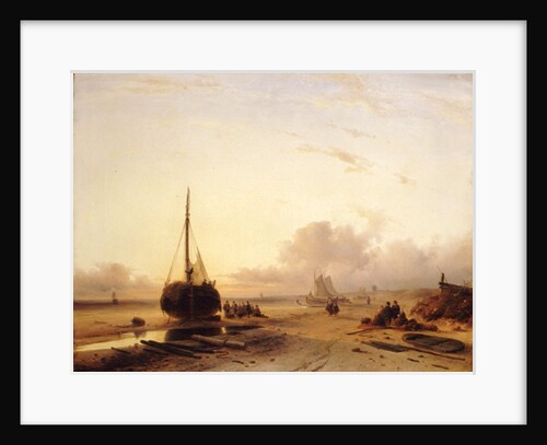 Beach Scene with Fishing Boats by Charles-Henri-Joseph Leickert