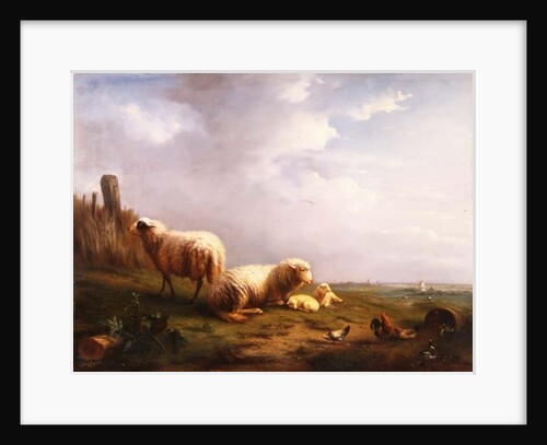 Sheep and chickens in a landscape, 19th century by Eugene Joseph Verboeckhoven