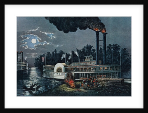 Wooding up on the Mississippi by N. and Ives J.M. (1824-95) Currier