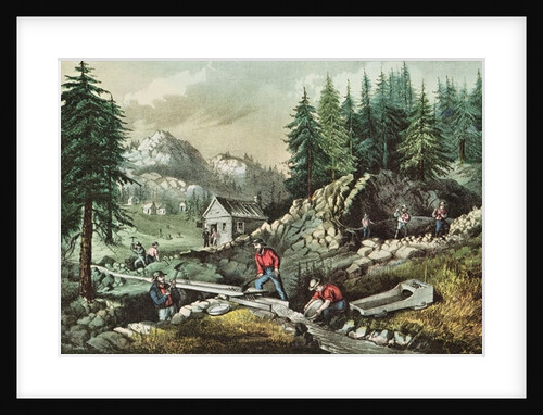 Goldmining in California, 1871 by N. and Ives J.M. (1824-95) Currier