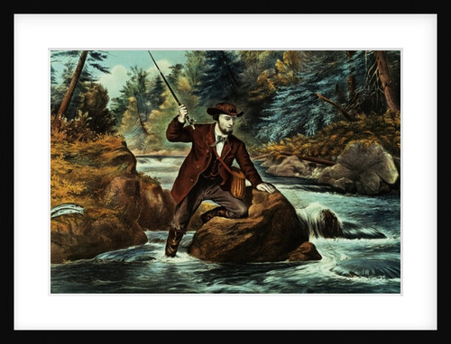 Brook Trout Fishing - An Anxious Moment, 1862 by N. and Ives J.M. (1824-95) Currier