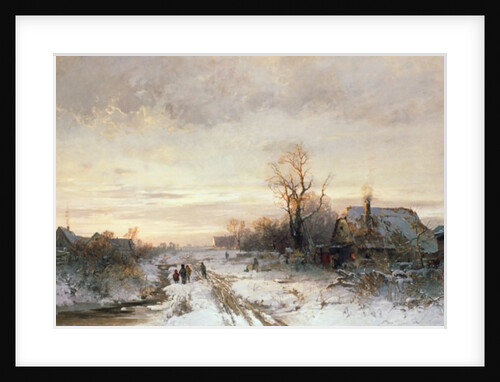 Children playing in a winter landscape by August Fink