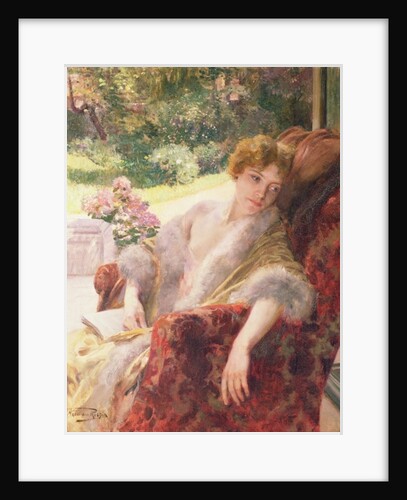 Portrait of a woman in a fur wrap by Herman Richir