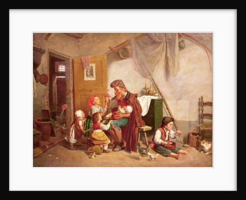 The widowed family, 19th century by Giuseppe Mazzolini