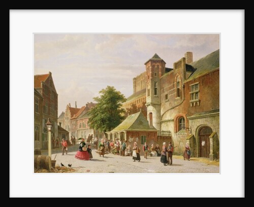 A Street Scene in Amsterdam by Adrianus Eversen