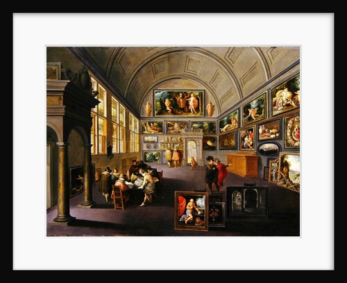 The interior of a picture gallery by Hendrik the Younger Steenwyck
