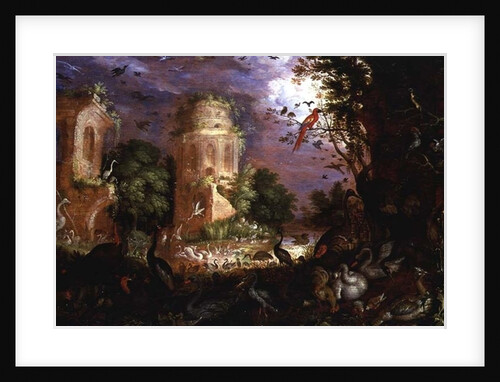 Forest Landscape with Birds and Fowl by Roelandt Jacobsz. Savery