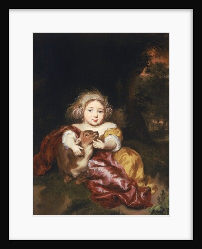Girl Caressing a Fawn by Nicolaes Maes