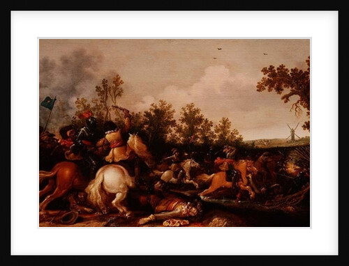 A cavalry skirmish by Jan Asselyn