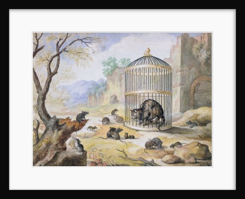 A Cat in a Cage by Gottfried Mind or Mindt
