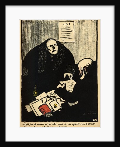 A guilty suspect tries to raise a question of police procedure by Felix Edouard Vallotton