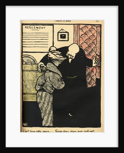 A worthy man ushers a young woman into his office by Felix Edouard Vallotton