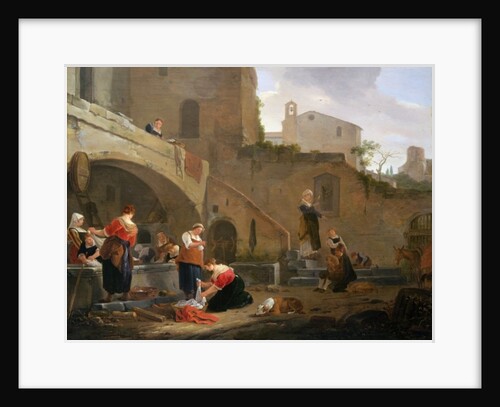 Washerwomen by a Roman Fountain by Thomas Wyck