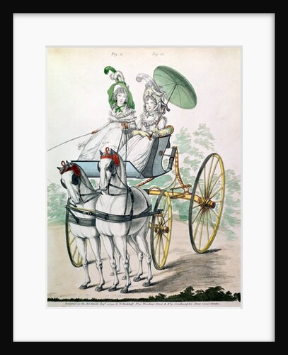 Two young ladies in calico gowns, taking an airing in a phaeton by Humphry Repton