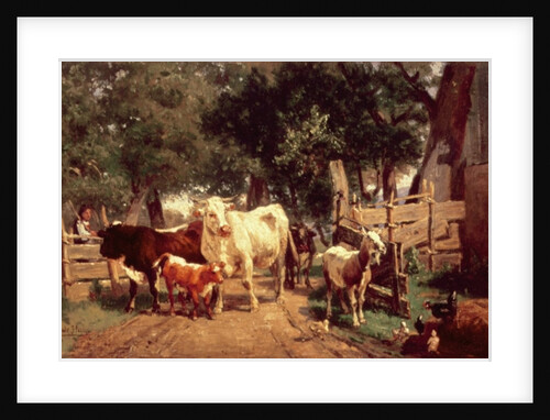 A Farmyard Scene by Eduard Weichberger