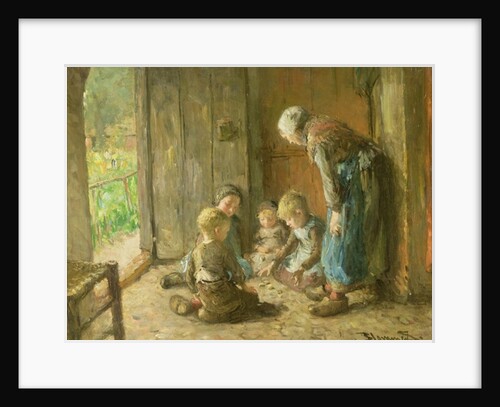 Playing Jacks on the Doorstep by Bernardus Johannes Blommers or Bloomers